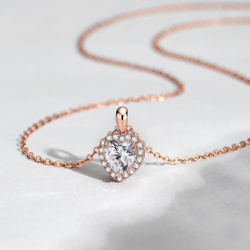 925 sterling silver gold chain heart necklace